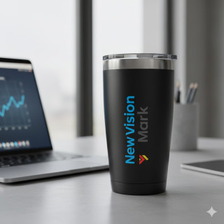 Un termo elegante con el nombre completo de la empresa.